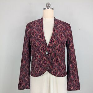 Vintage Y2K Corduroy Old Navy Paisley Dark Whimsigoth Classic Maroon Red Short L